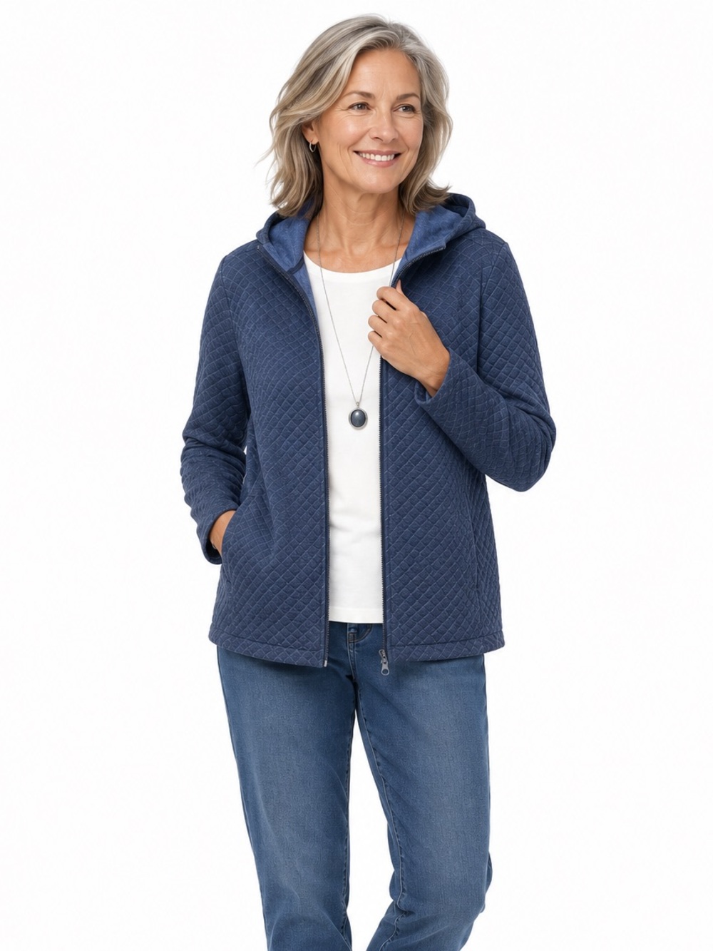 NWT J. Jill Fit Quilted Full Zip Hooded Sweatshirt
